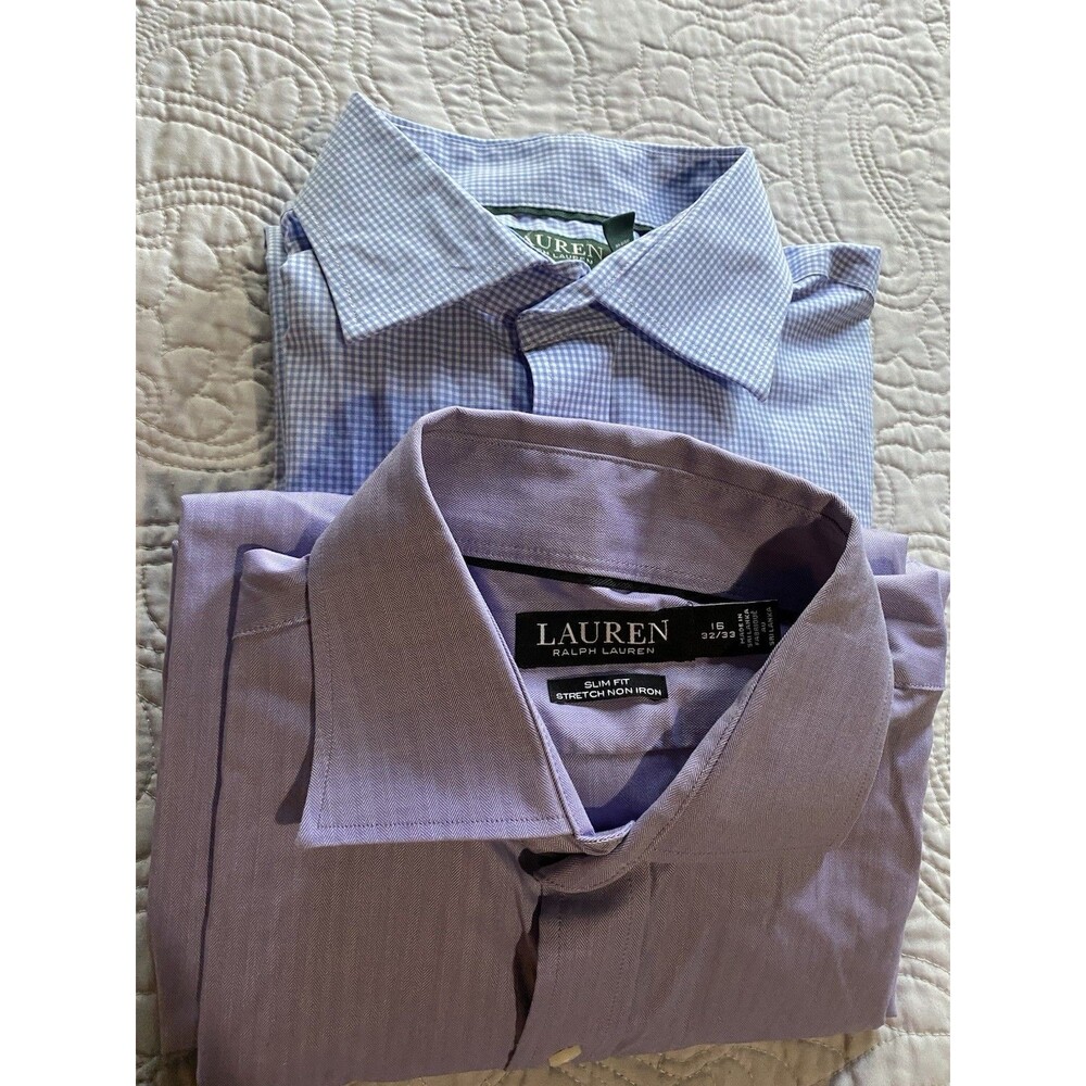 Ralph Lauren Men’s Lot Of 3 Button Front Long Sleeve Shirts L Purple Blue K8/9